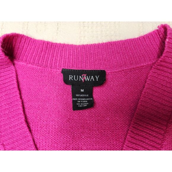 Y2K Runway Pink Butterfly Oversized Sweater Intarsia Knit Pullover Cute Sz. M - Picture 3 of 6